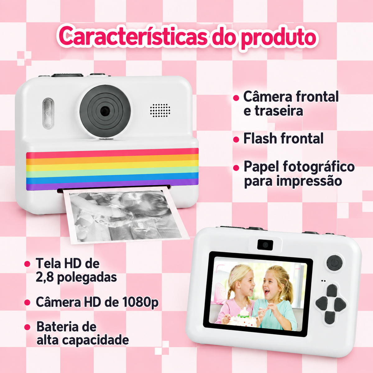 📸 Câmera Infantil Mágica com Impressora Instantânea – Fotos e Diversão em Qualquer Lugar!